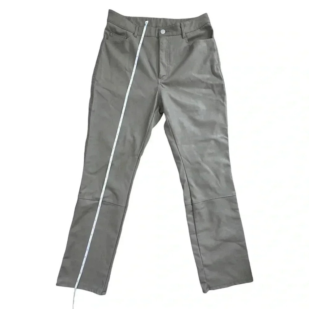 H&M High rise pants Faux leather ankle slim straight leg, Size 8 - Picture 7 of 9
